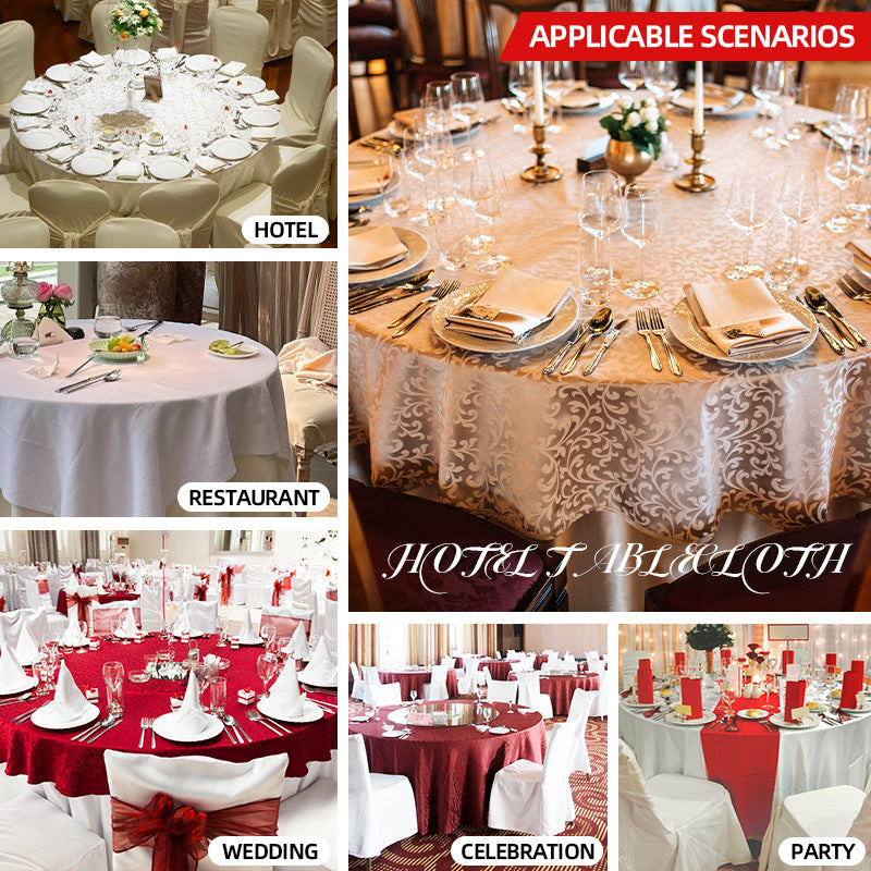 Portofino Scalloped Damask Fabric Round Tablecloth Pink