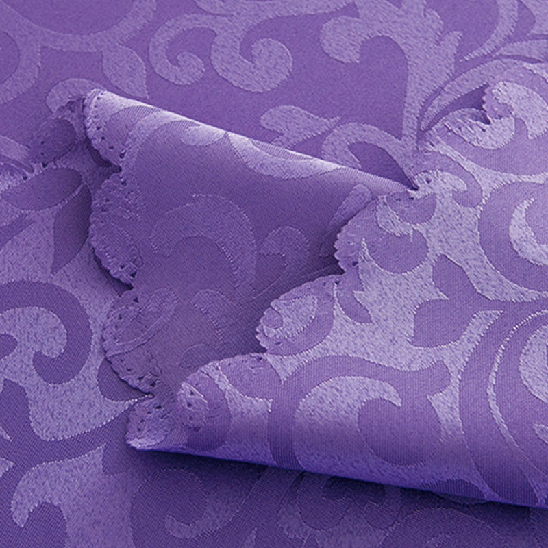 Portofino Scalloped Damask Fabric Square Tablecloth Purple