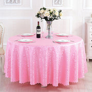 Portofino Scalloped Damask Fabric Round Tablecloth Pink