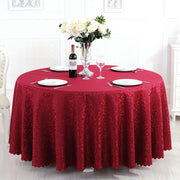 Portofino Scalloped Damask Fabric Round Tablecloth Burgundy