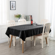 Portofino Scalloped Damask Fabric Square Tablecloth Black