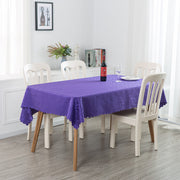 Portofino Scalloped Damask Fabric Square Tablecloth Purple