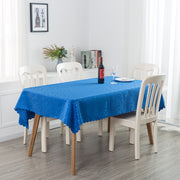 Portofino Scalloped Damask Fabric Square Tablecloth Royal Blue