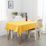 Portofino Scalloped Damask Fabric Square Tablecloth Yellow