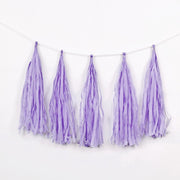 12 PCS Pre-Tied Paper Fringe Tassel Garland Light Purple