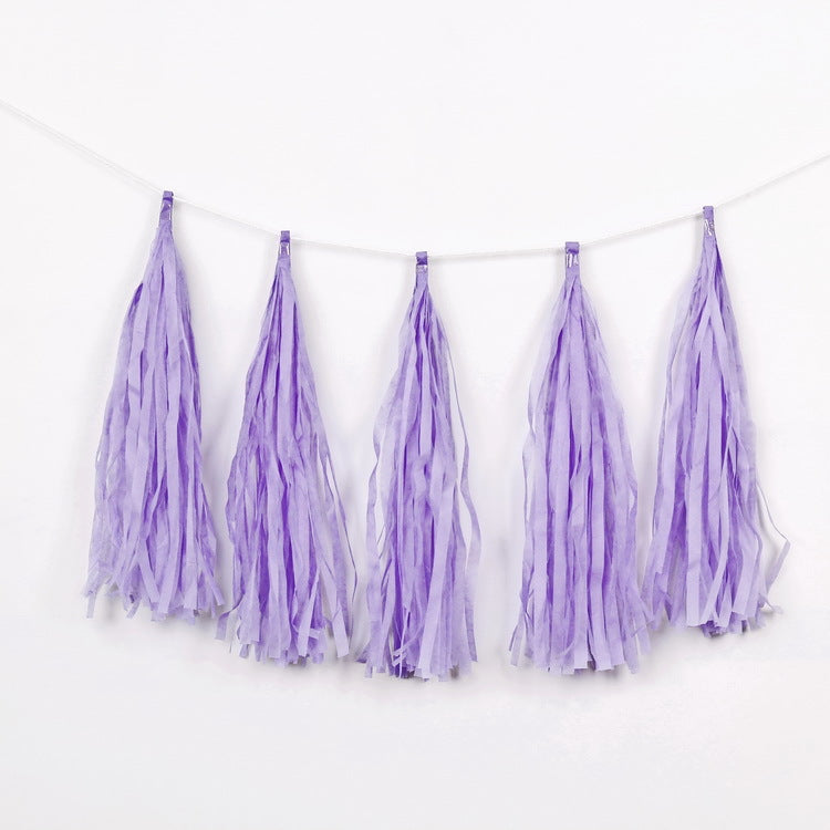 12 PCS Pre-Tied Paper Fringe Tassel Garland Light Purple