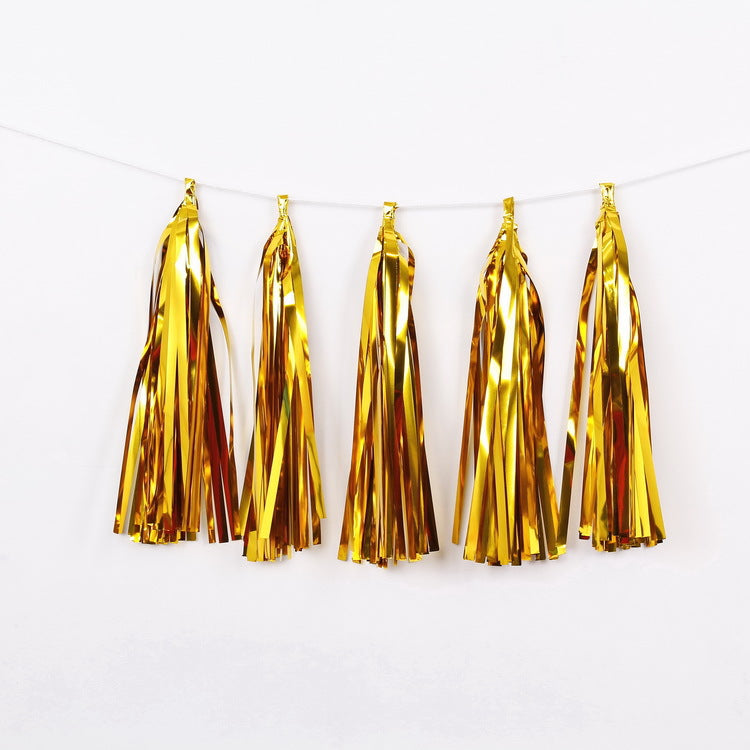 12 PCS Pre-Tied Paper Fringe Tassel Garland Gold