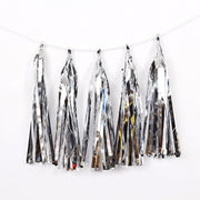 12 PCS Pre-Tied Paper Fringe Tassel Garland Silver