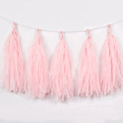12 PCS Pre-Tied Paper Fringe Tassel Garland Light Pink