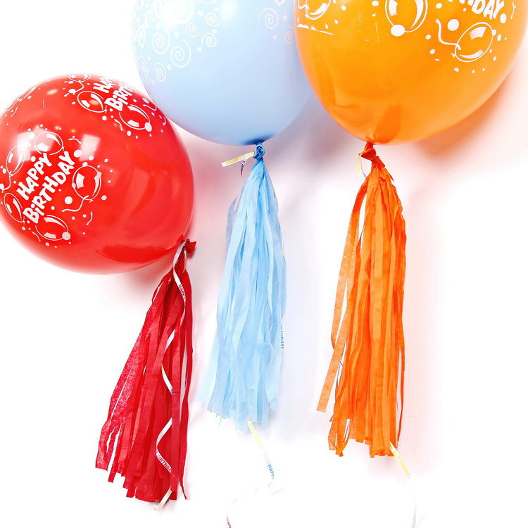 12 Pc Pre-Tied Paper Fringe Tassels White