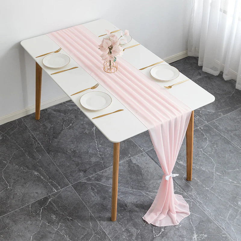 Chiffon Wedding Table Runner 10ft Skin Pink