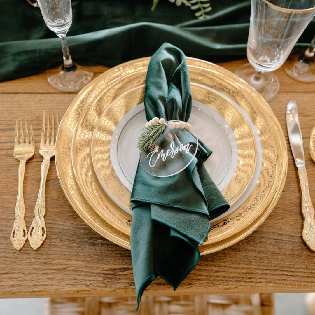 5 Pc Premium Velvet Napkins 18"x18" Dark Green