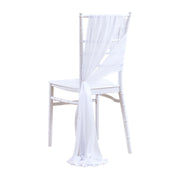 5pcs Pack of Chiffon Chair Sashes/Ties 8" x 100" White