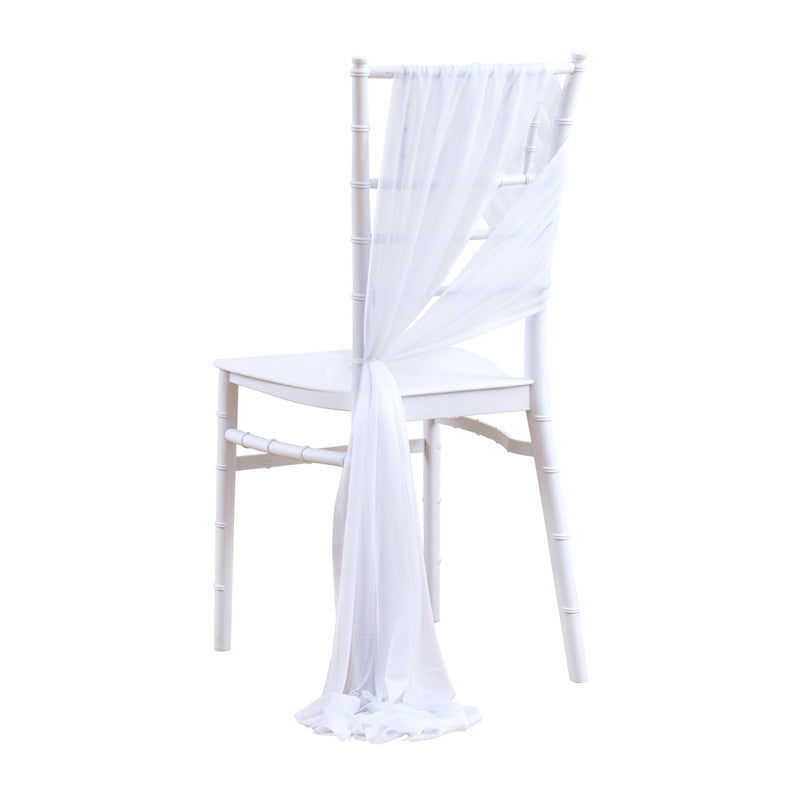 5pcs Pack of Chiffon Chair Sashes/Ties 8" x 100" White