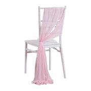 5pcs Pack of Chiffon Chair Sashes/Ties 8" x 100" Pink