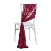 5pcs Pack of Chiffon Chair Sashes/Ties 8" x 100" Wine Red