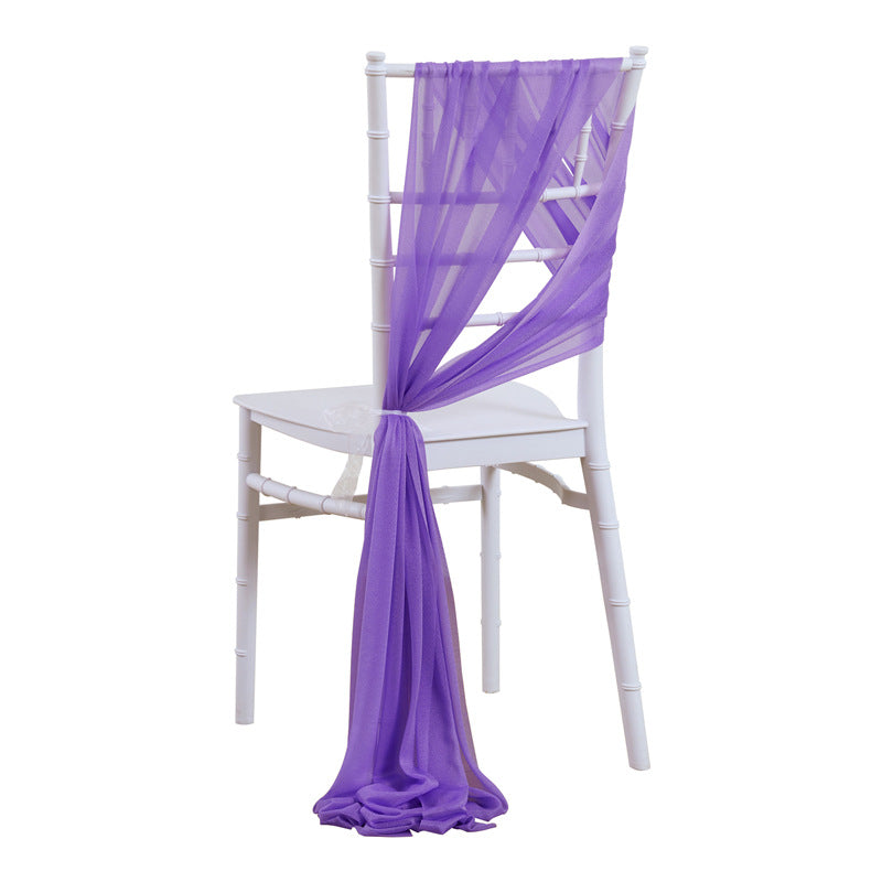 5pcs Pack of Chiffon Chair Sashes/Ties 8" x 100" Purple