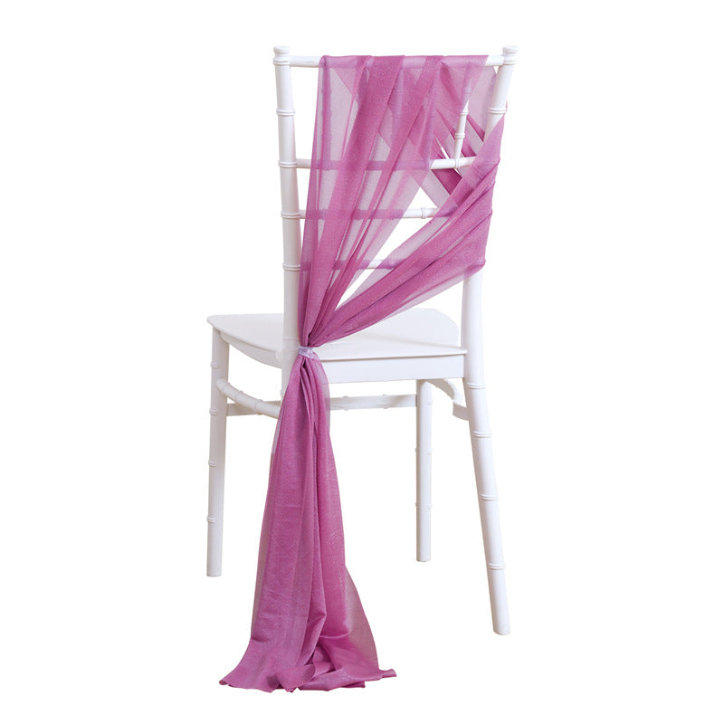 5pcs Pack of Chiffon Chair Sashes/Ties 8" x 100" Rubber Pink