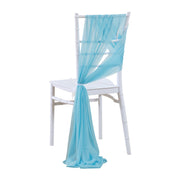 5pcs Pack of Chiffon Chair Sashes/Ties 8" x 100" Sky Blue