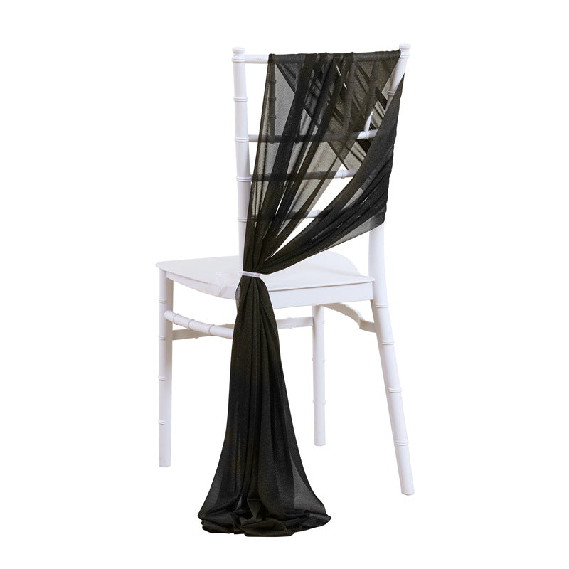 5pcs Pack of Chiffon Chair Sashes/Ties 8" x 100" Black