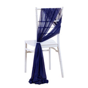 5pcs Pack of Chiffon Chair Sashes/Ties 8" x 100" Navy Blue