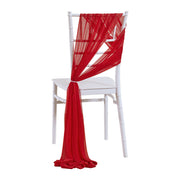 5pcs Pack of Chiffon Chair Sashes/Ties 8" x 100" Red