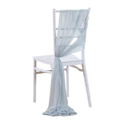 5pcs Pack of Chiffon Chair Sashes/Ties 8" x 100" Gray Blue
