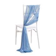 5pcs Pack of Chiffon Chair Sashes/Ties 8" x 100" Grass Blue