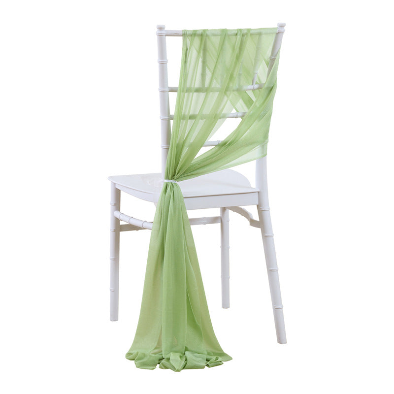 5pcs Pack of Chiffon Chair Sashes/Ties 8" x 100" Apple Green