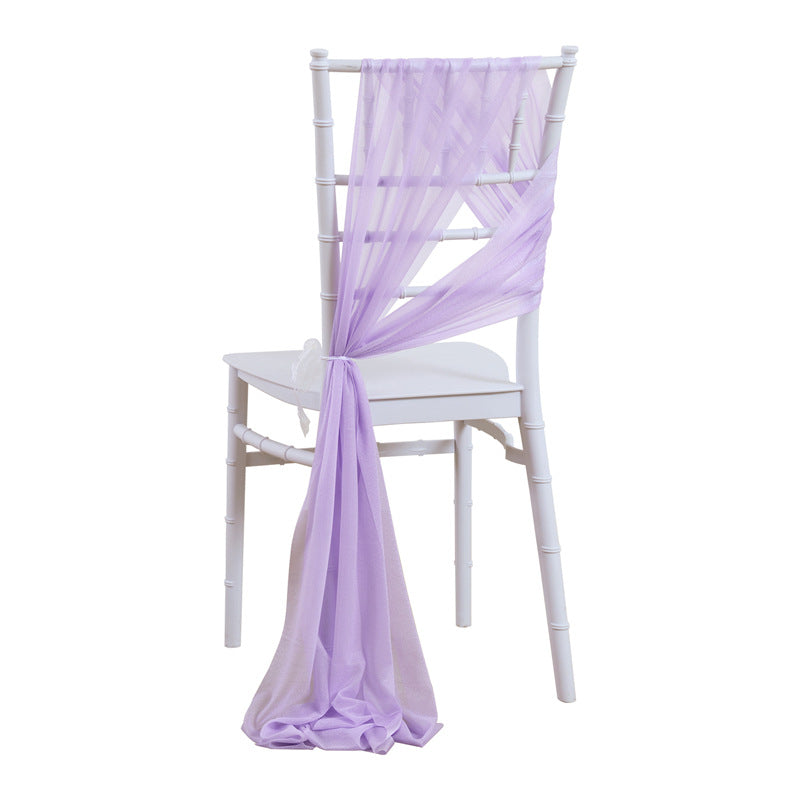 5pcs Pack of Chiffon Chair Sashes/Ties 8" x 100" Light purple