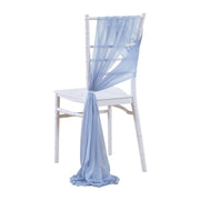 5pcs Pack of Chiffon Chair Sashes/Ties 8" x 100" Light Blue