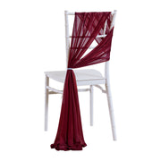 5pcs Pack of Chiffon Chair Sashes/Ties 8" x 100" Dark Wine Red