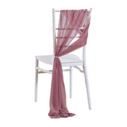 5pcs Pack of Chiffon Chair Sashes/Ties 8" x 100" Purple Red
