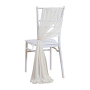 5pcs Pack of Chiffon Chair Sashes/Ties 8" x 100" Ivory White