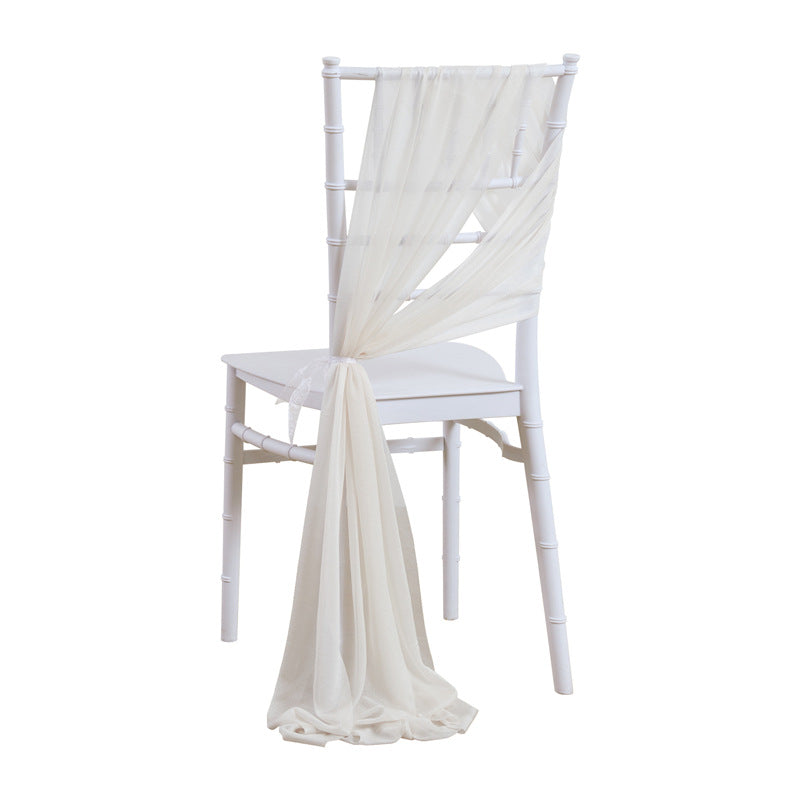 5pcs Pack of Chiffon Chair Sashes/Ties 8" x 100" Ivory White