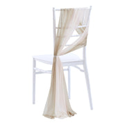 5pcs Pack of Chiffon Chair Sashes/Ties 8" x 100" Old Champagne & Ivory White