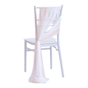 5pcs Pack of Chiffon Chair Sashes/Ties 8" x 100" White & Light Pink