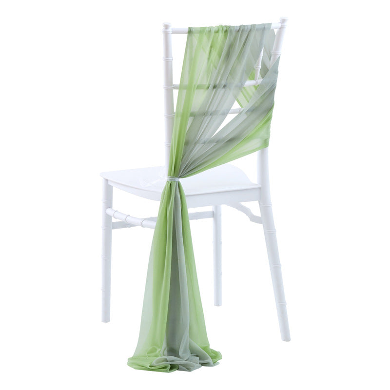 5pcs Pack of Chiffon Chair Sashes/Ties 8" x 100" Gray Green & Apple Green