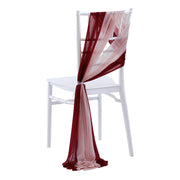 5pcs Pack of Chiffon Chair Sashes/Ties 8" x 100" Wine Red & Blush
