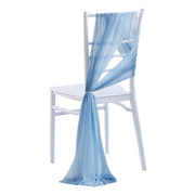 5pcs Pack of Chiffon Chair Sashes/Ties 8" x 100" Grass Blue & Denim Blue
