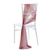 5pcs Pack of Chiffon Chair Sashes/Ties 8" x 100" Purple Red & Blush