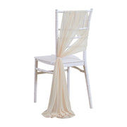 5pcs Pack of Chiffon Chair Sashes/Ties 8" x 100" Champagne