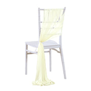 5pcs Pack of Chiffon Chair Sashes/Ties 8" x 100" Beige