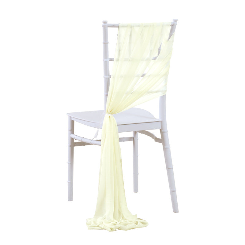 5pcs Pack of Chiffon Chair Sashes/Ties 8" x 100" Beige