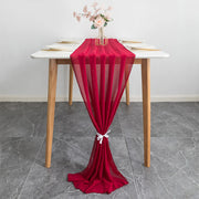 Chiffon Wedding Table Runner 10ft Wine Red