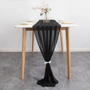 Chiffon Wedding Table Runner 10ft Black