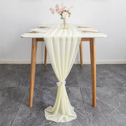 Chiffon Wedding Table Runner 10ft Ivory