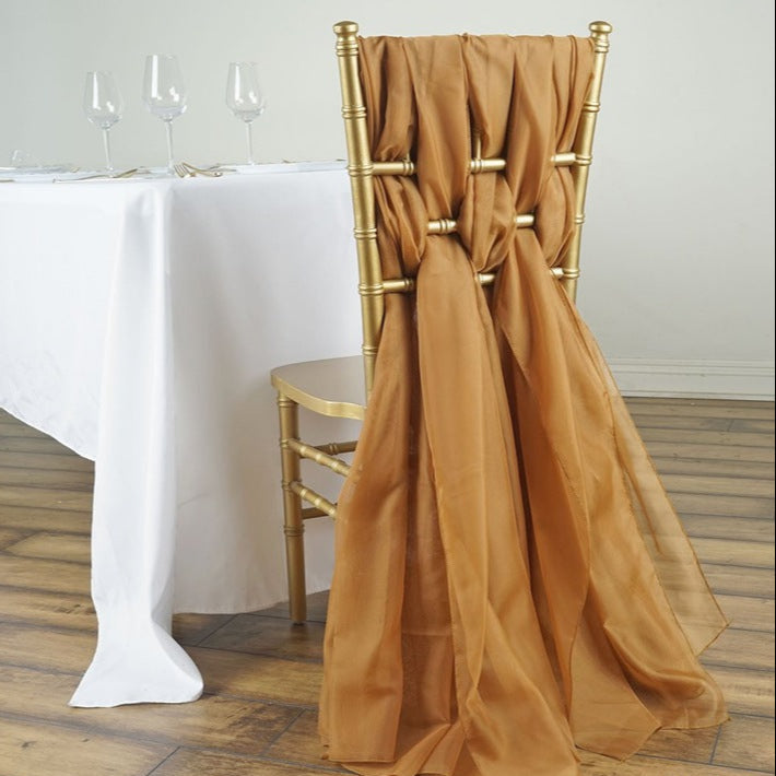 5 Pc Premium Milk Yarn Chair Sashes 22"x80" Gold