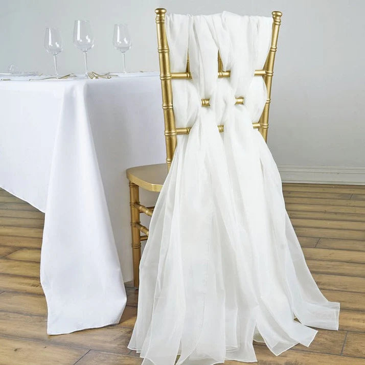 5Pcs Pack of Milk Yarn Chair Sashes/Ties 22"x80" White