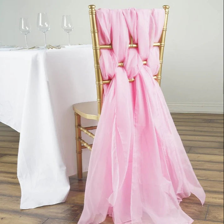 5Pcs Pack of Milk Yarn Chair Sashes/Ties 22"x80" Pink